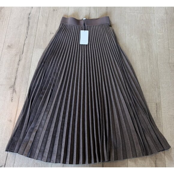 Reiss NWT Women's Kember Pleated Midi Skirt SZ 4 Mocha Brown